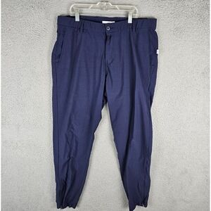 Onia Jogger Pants Mens 36 Navy Nylon Stretch Tapered Elastic Waistband Ankle Zip